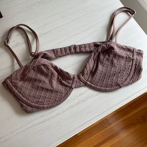 Abercrombie underwire bralette ribbed bikini top in mauve